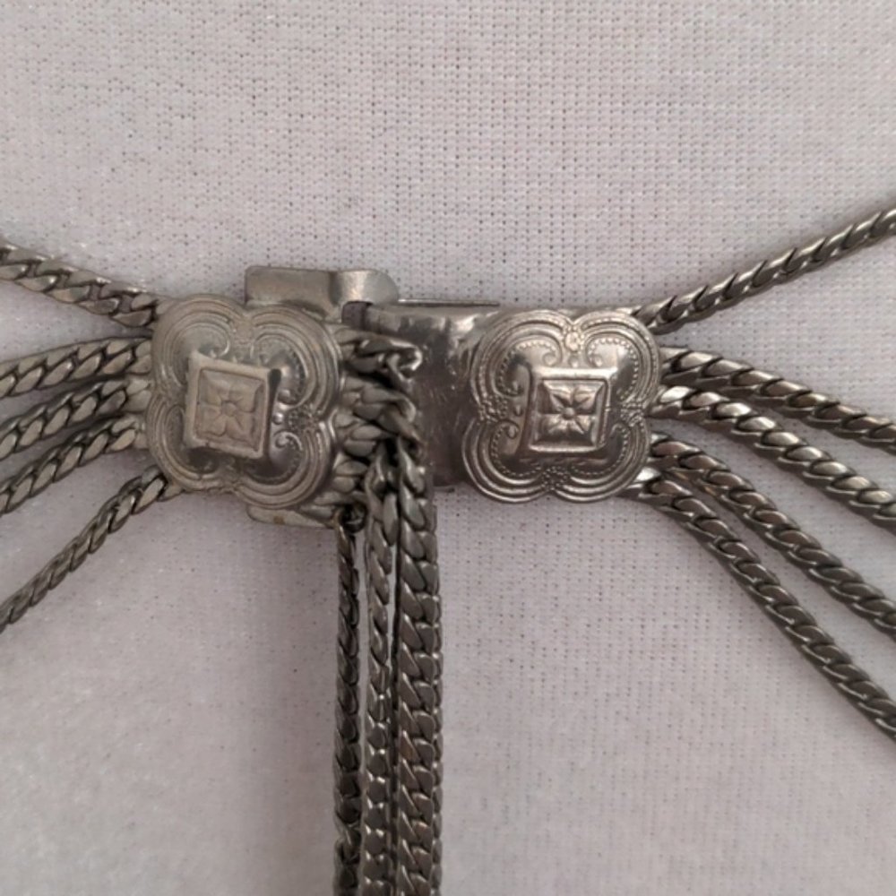 Christian Dior Belt Multi Strand Silver Chain Hip Belt Conchos Vintage - Picture 6 of 13